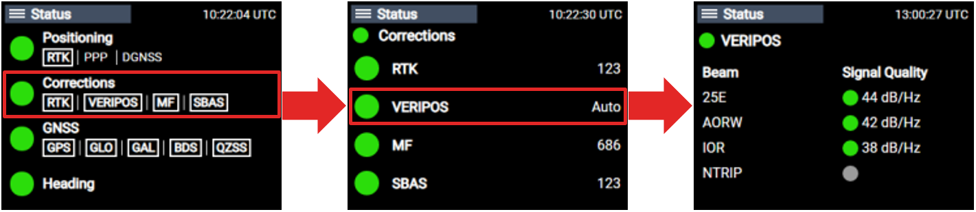 Corrections > VERIPOS from the Status page
